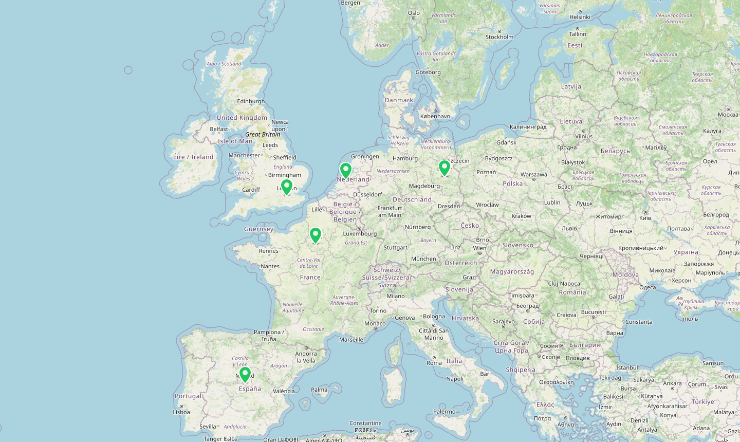 FleetOS Pro live GPS tracking — Europe fleet